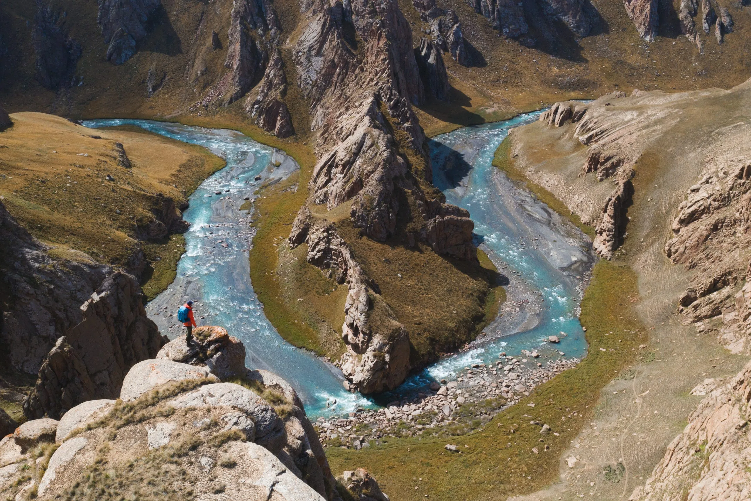 Aerial view from the Uncharted Caves of Kyrgyzstan project in the Tian Shan mountains.