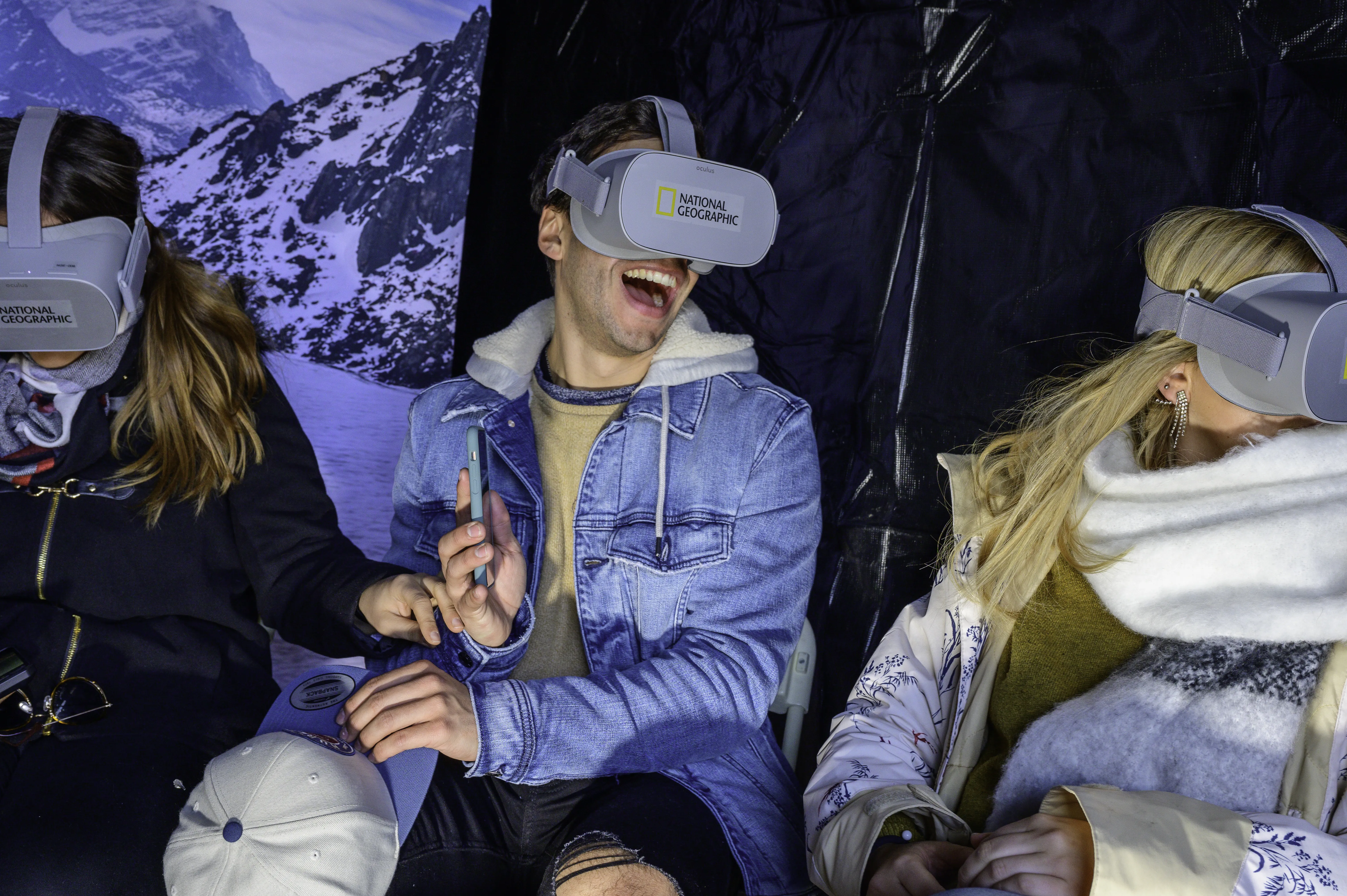 Audience taking part in the virtual reality Everest Expedition at X-games in Aspen in 2020.