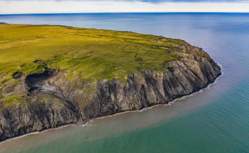 Aerial view of Qikiqtaruk - Herschel Island.