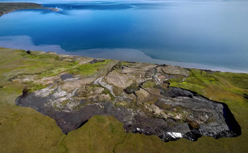 Qikiqtaruk landscape - Arctic tundra and coastline.